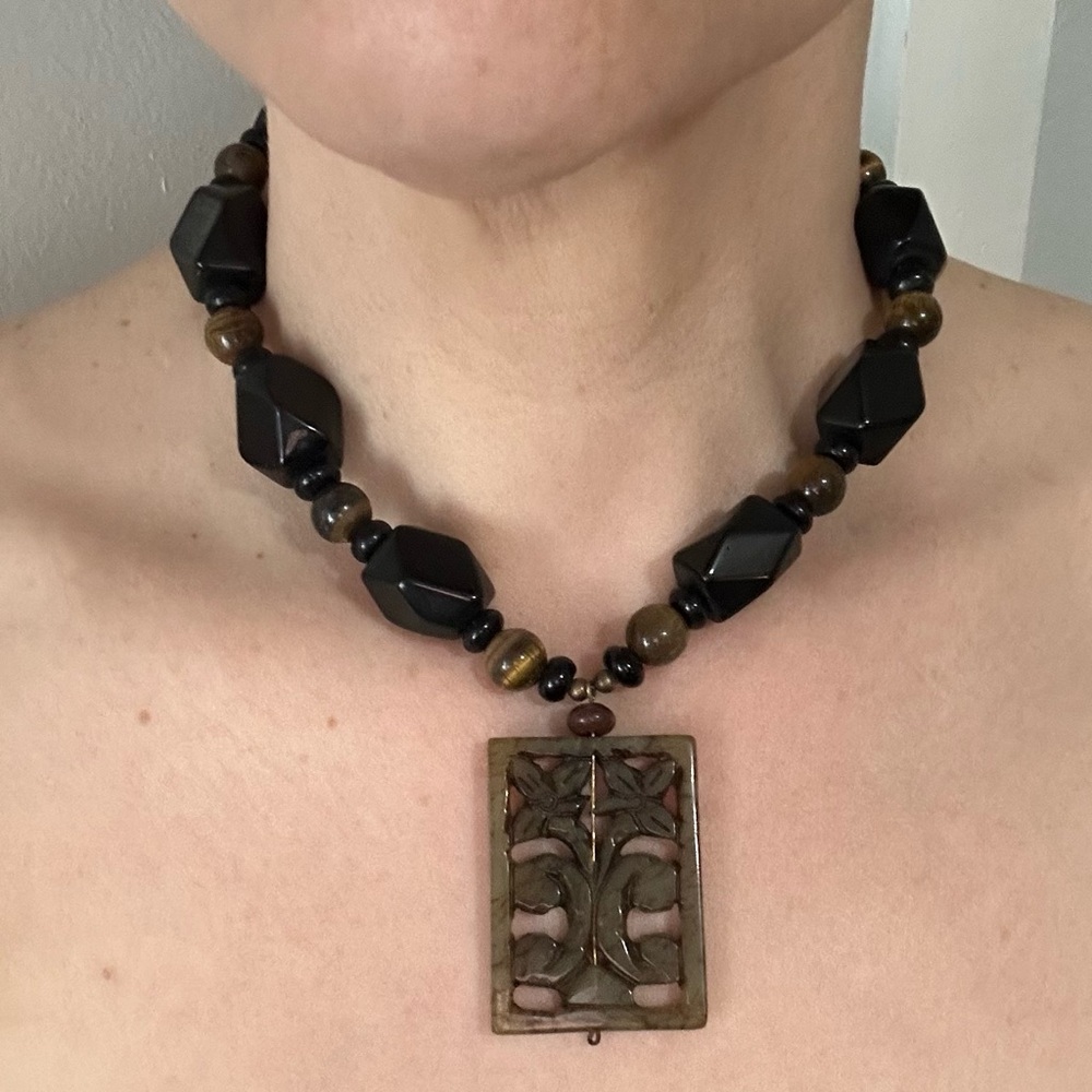 Handmade Stone Necklace with Pendant